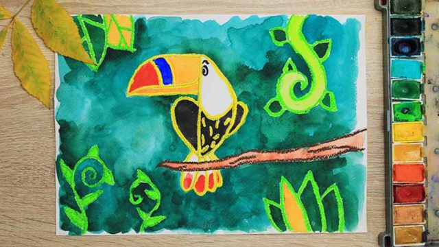 Tukan malen in Aquarell für Kinder