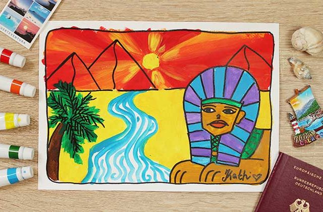 Pyramiden und Sphinx malen online Videokurs für Kinder ab 6